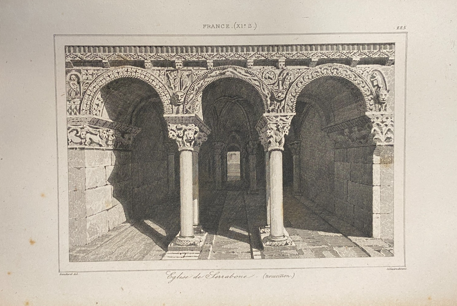 Engraving France 11th Century ” Church Of Serrabone – Roussillon “