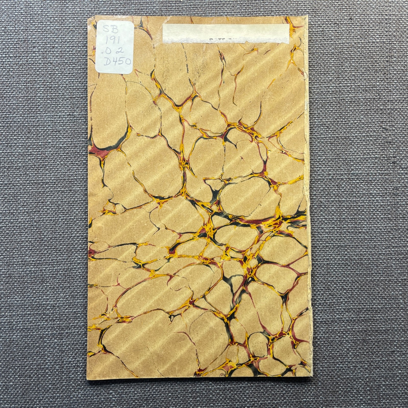 Antique Marbled End Papers Pair Bookbinding Brown Red Yellow