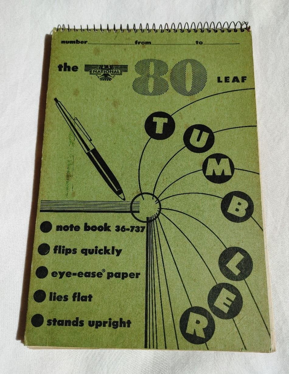 Vintage NATIONAL Brand 80 Leaf Tumbler Spiral Bound Lined Notebook 36-737 1970s