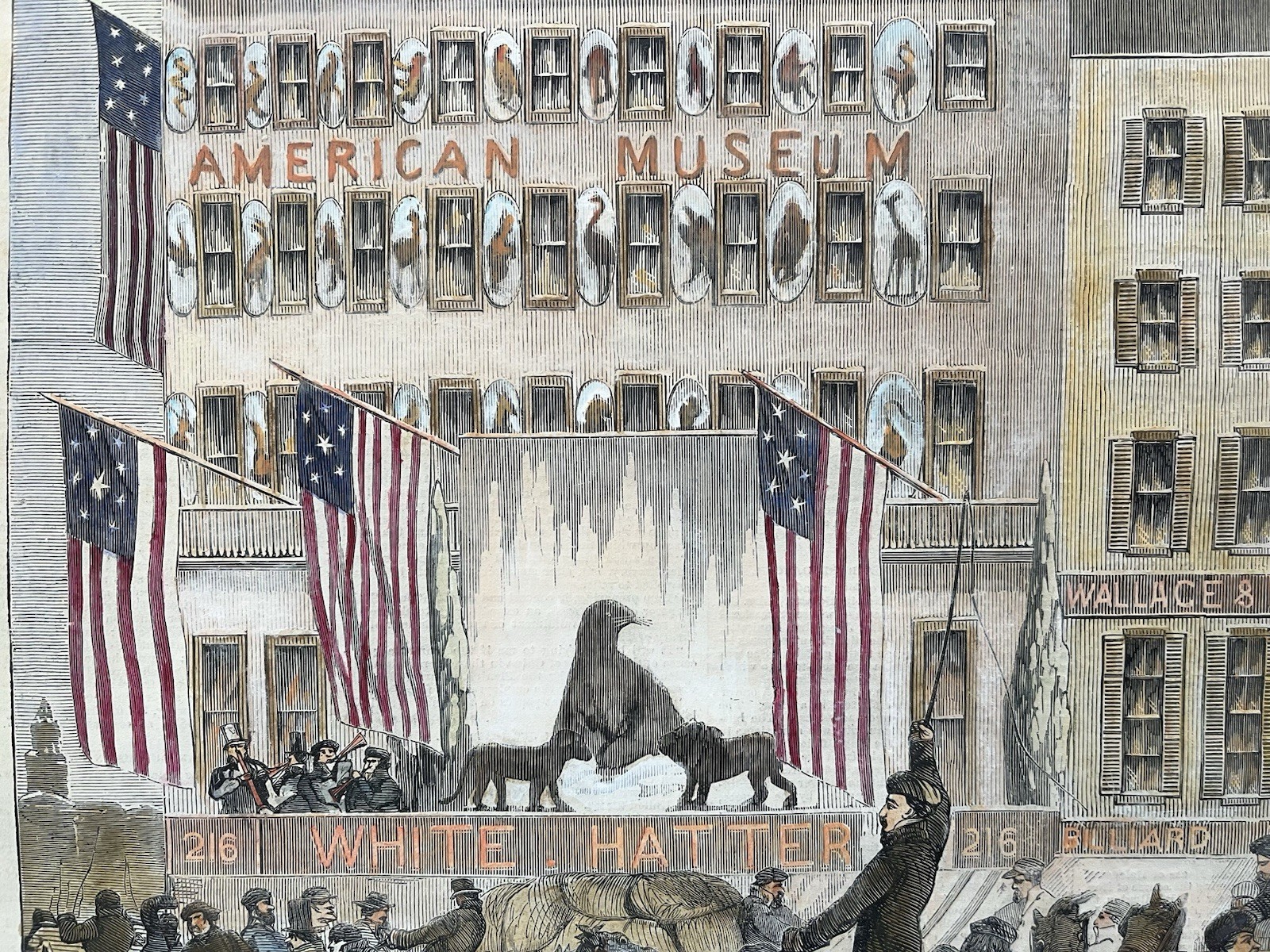 1860 VIEW OF BROADWAY, NEW YORK HARPER’S WEEKLY HAND COLORED