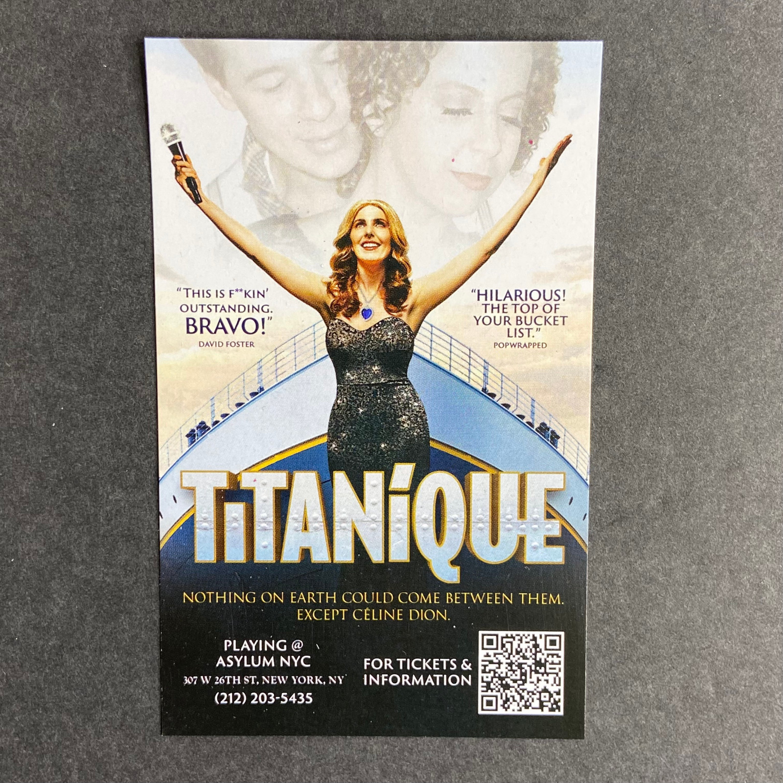 Titanique Celine Dion Promo Ad Flyer Handbill Pocket NYC New York City Broadway