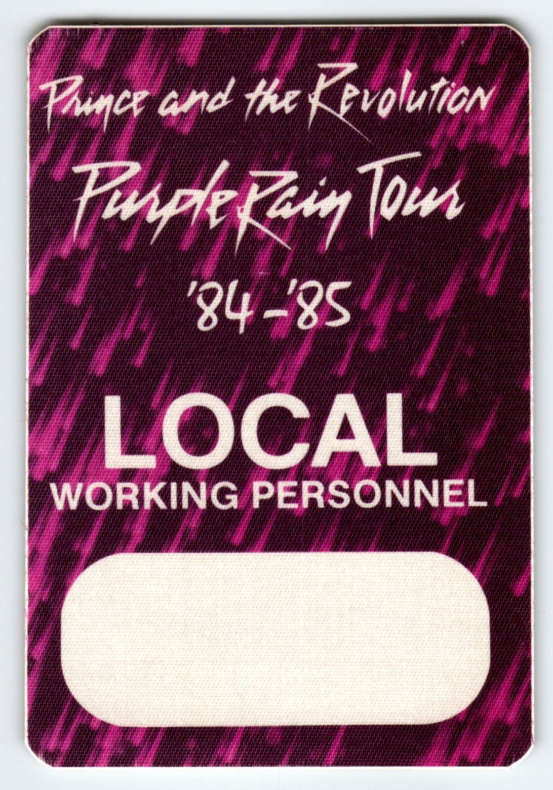 Prince And The Revolution Purple Rain Local 1984-1985 Tour Backstage Pass Funk