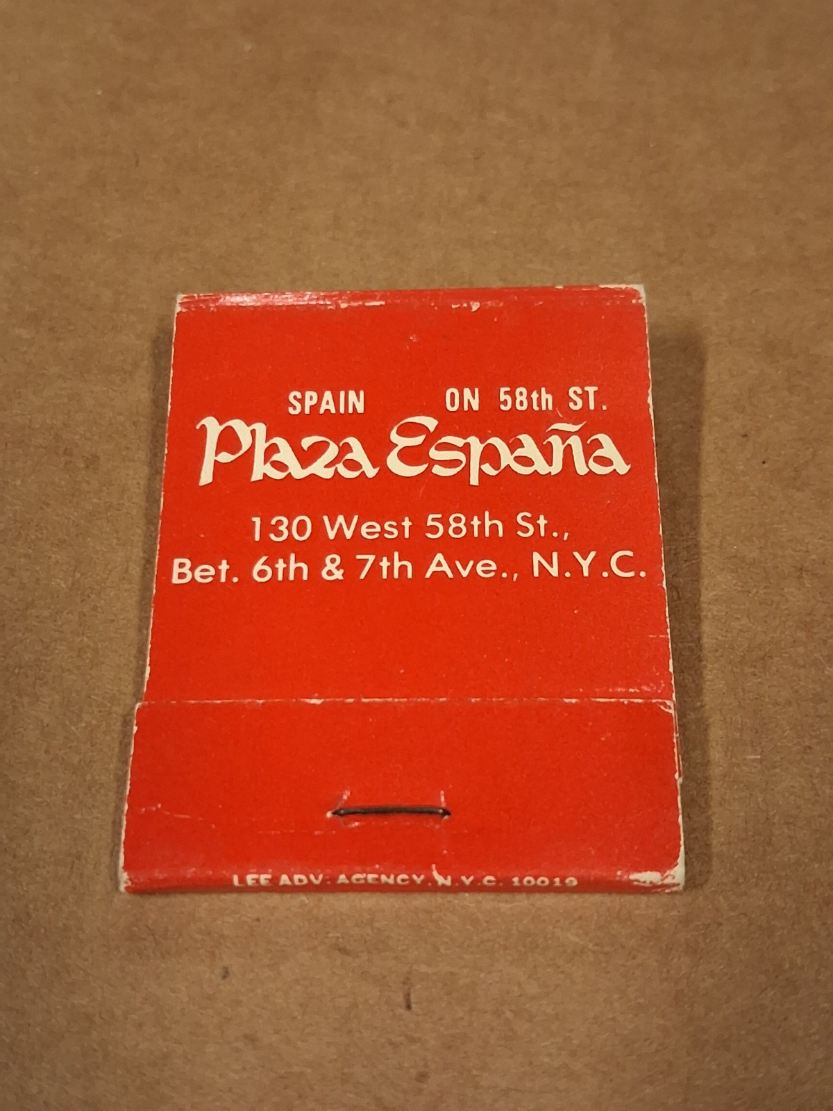 Vintage Plaza Espana – New York City – Matchbook, Matchcover