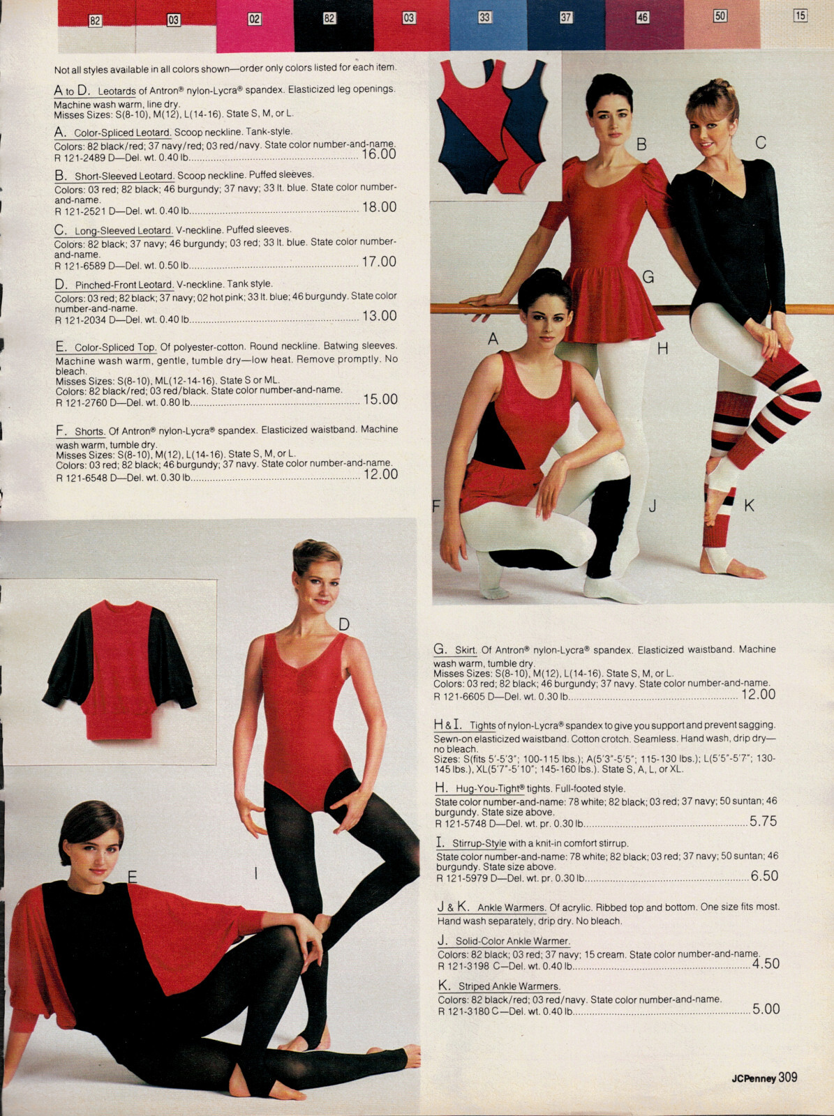 MID-1980S JCPENNEY CATALOG LEOTARD AND TIGHTS CLIPPINGS PAPER ADS PRINTS