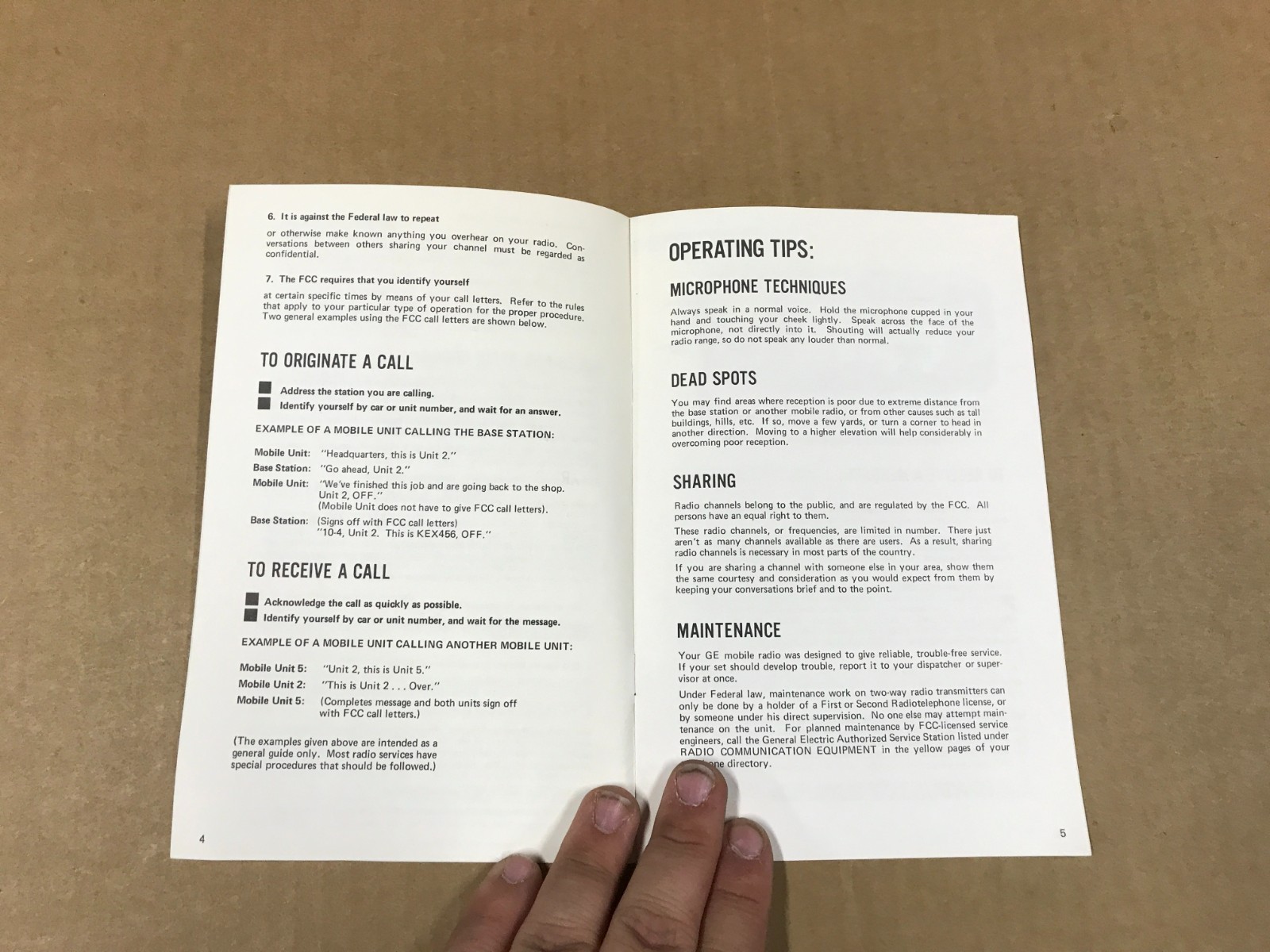 Vintage General Electric Mobile Radio – Operating Manual For C-800/900 Series