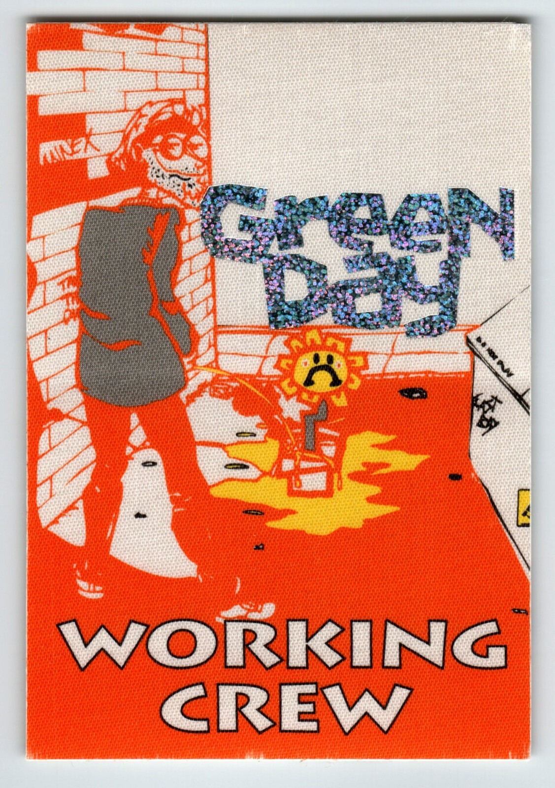 Green Day Backstage Pass Fabric Cloth 1994 Dookie Tour Working Crew Punk Rock