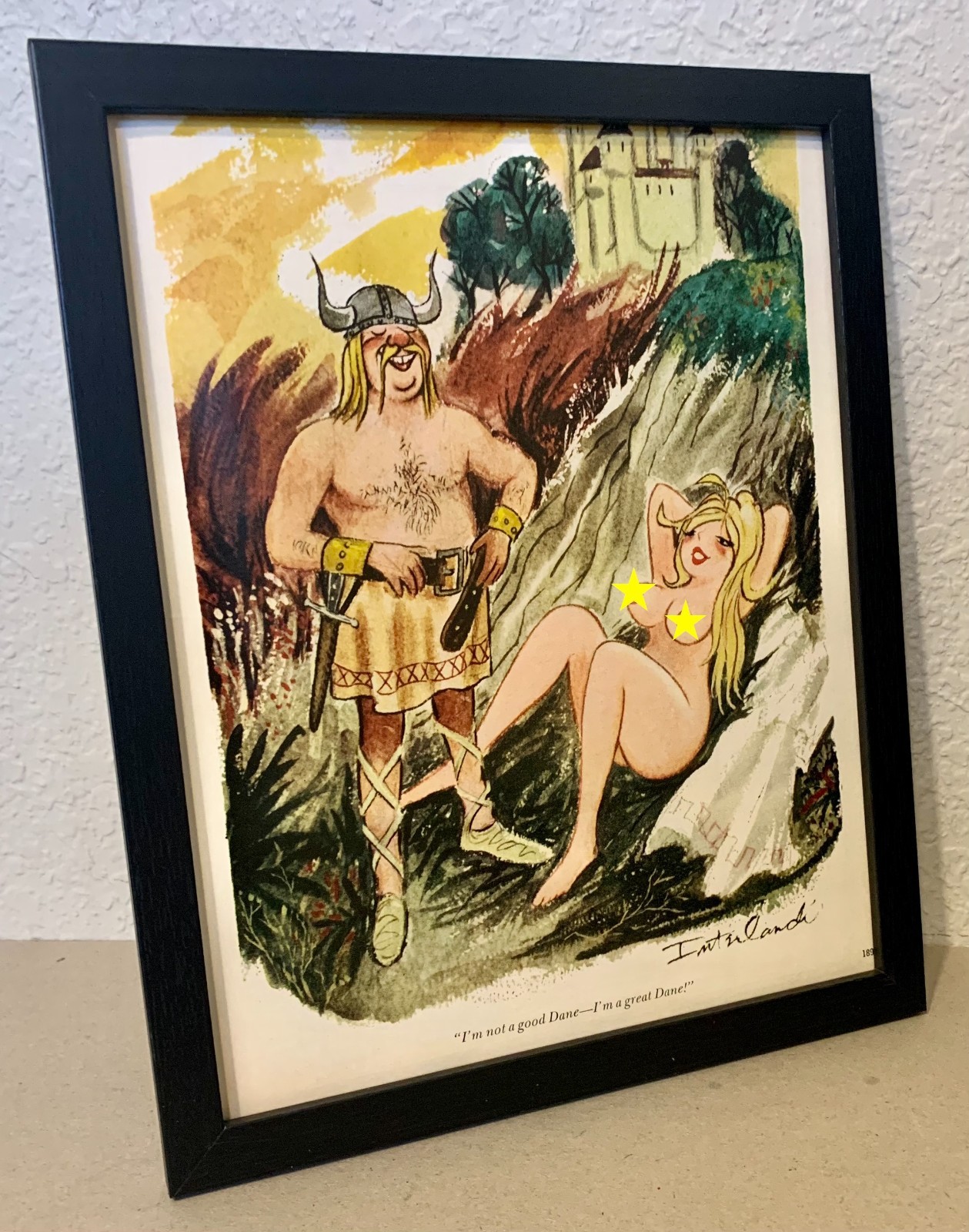 Playboy cartoon – Good dane? I’m a great Dane! – 1970s – FRAMED – FREE SHIPPING