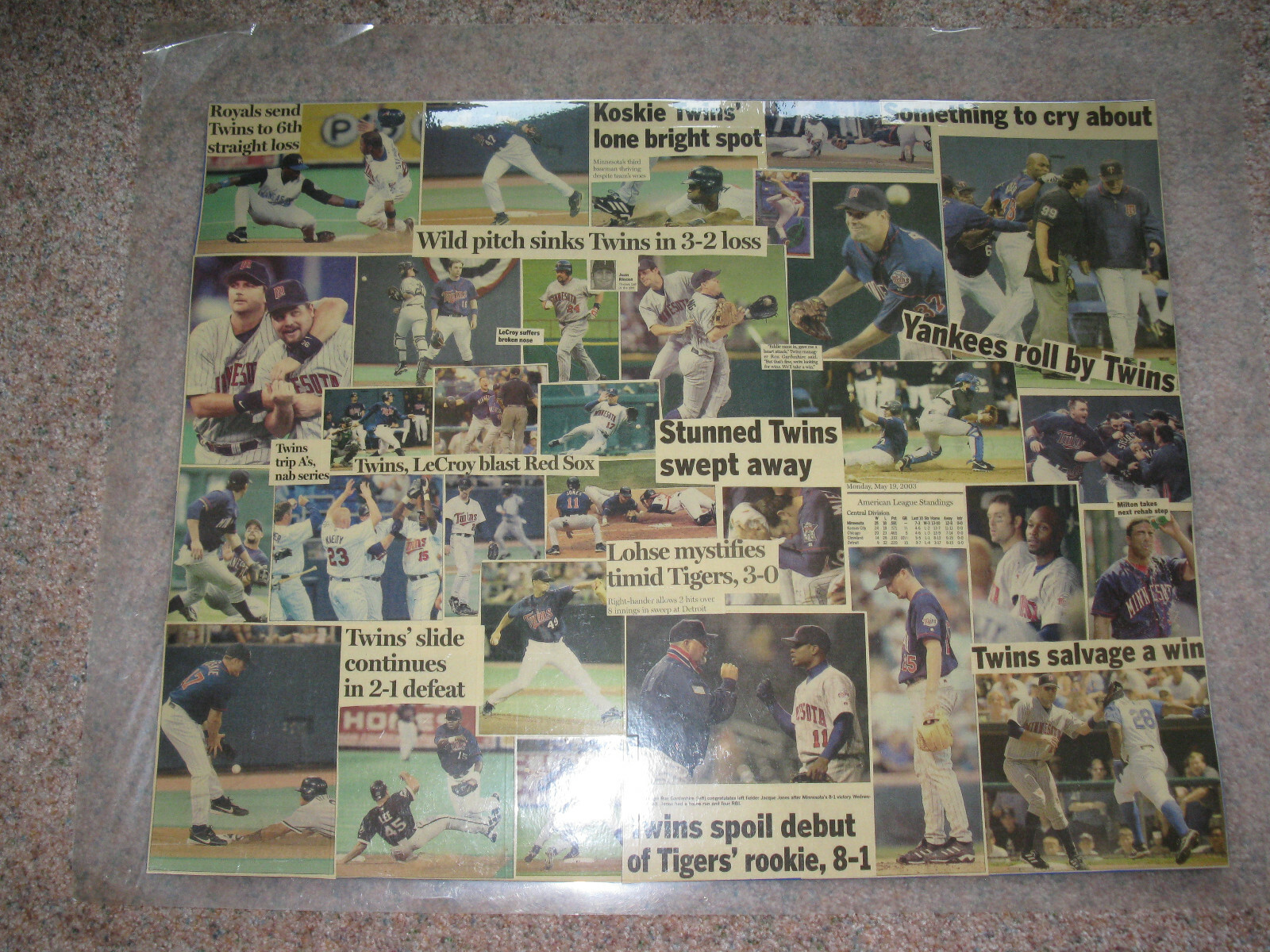 MINNESOTA TWINS NEWSPAPER CLIPPING COLLAGES FROM THE EARLY 2000’S