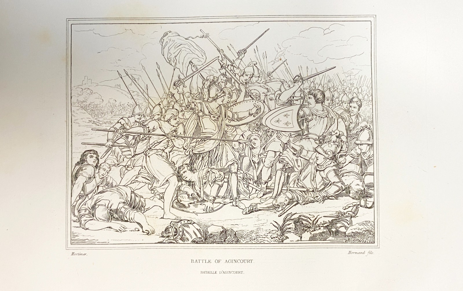 Engraving England “Battle Of Agincourt”