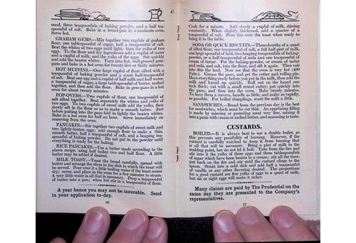 Prudential Cookbook 1910 Insurance Promo Recipes First Aid Baby Care Americana