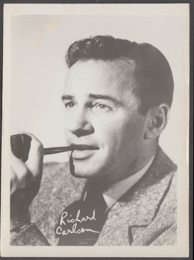 Actor Richard Carlson headshot photograph w/ facsimile autograph 1950s