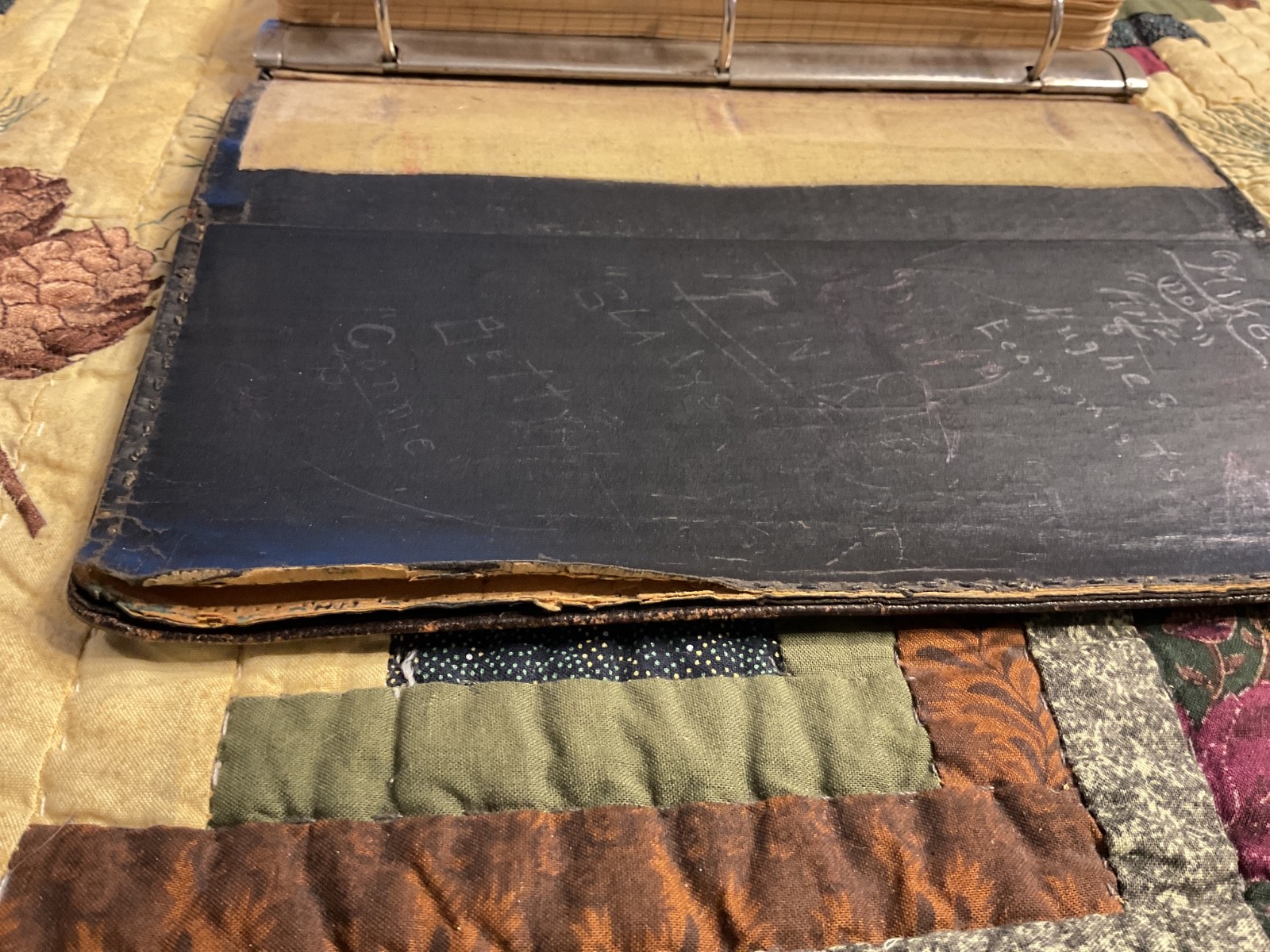 Early 1900’s Leather Bound Loose Leaf Ring Binder Ledger Notebook, Blank Pages