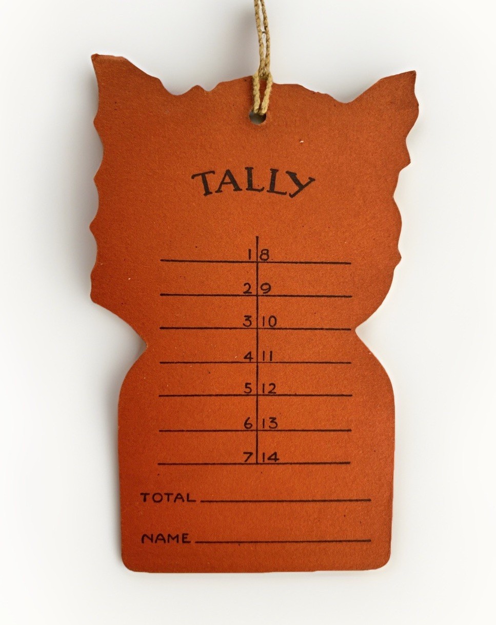 Vintage Halloween Black Cat Bridge Tallies, Set of 4 Die-Cut All Different