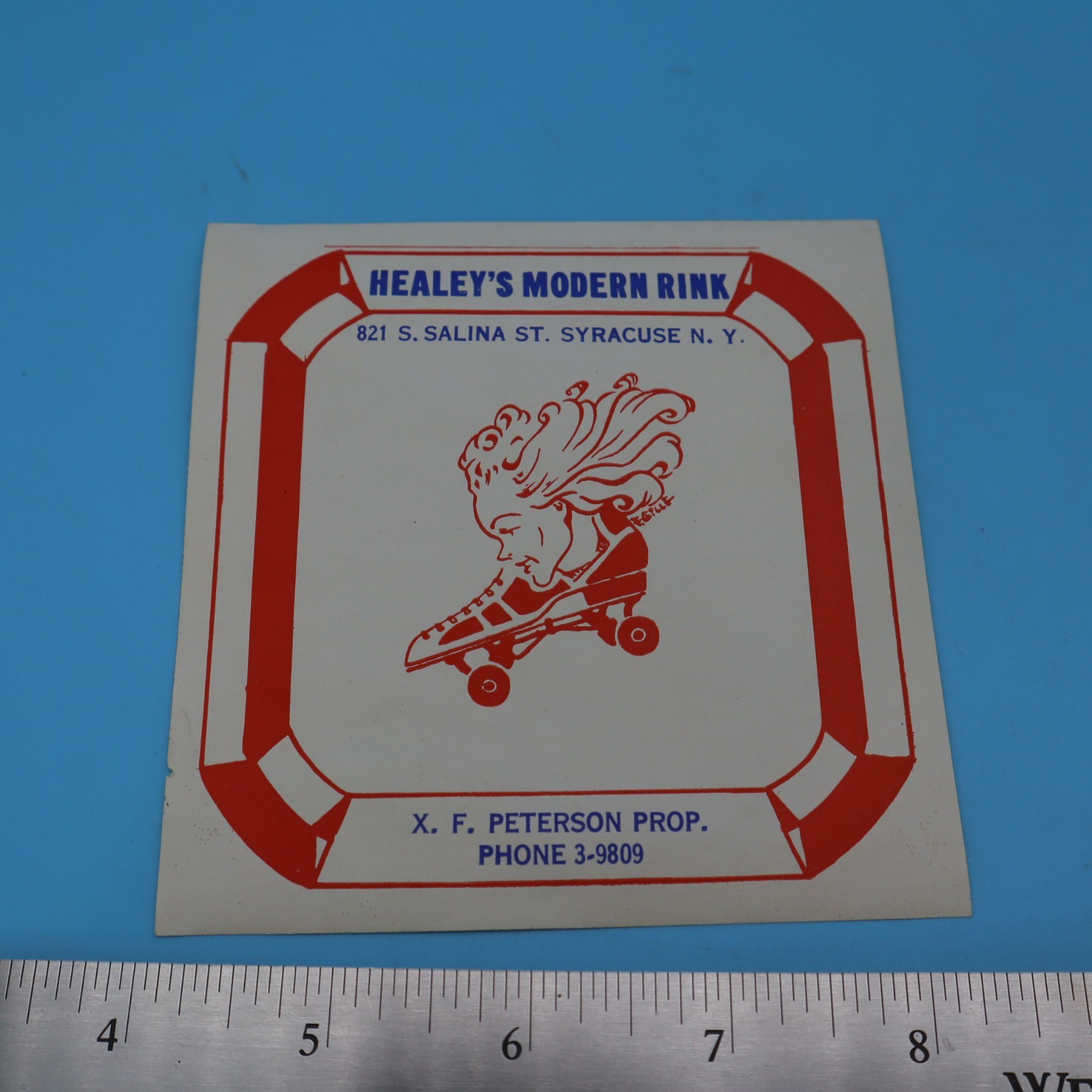 HEALEY’S SYRACUSE NY. – 1940s Vintage Roller Skating Rink Sticker Label Decal