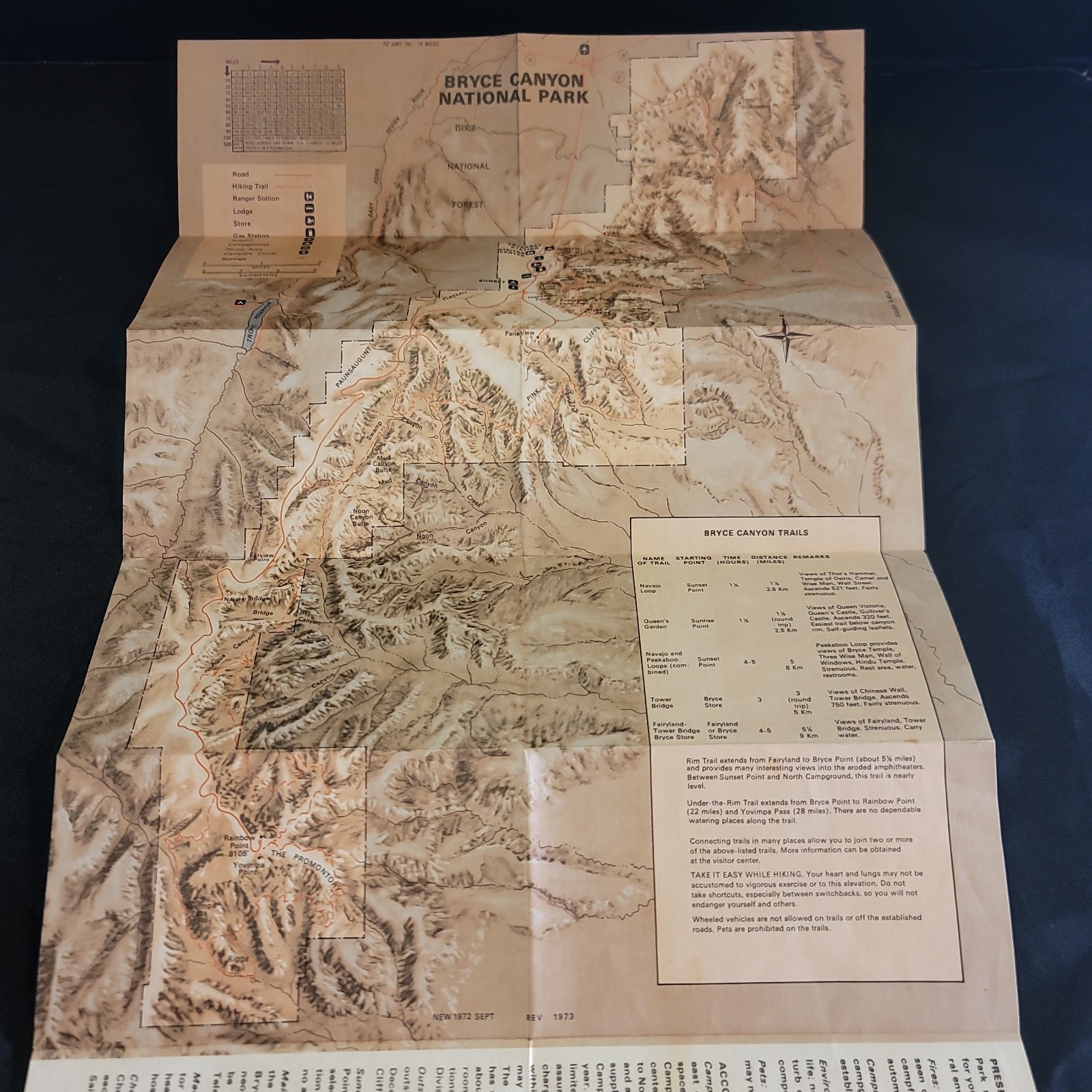 Vintage c1974 Zion, Bryce Canyon, North Rim Grand Canyon Detail Maps Lot Of 3