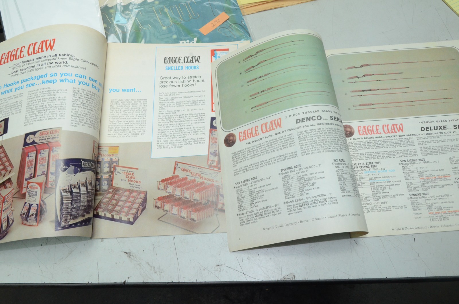 1970s Eagle Claw Fishing Tackle Catalog Lot of 2 NEW Casting Reel Hooks Rods