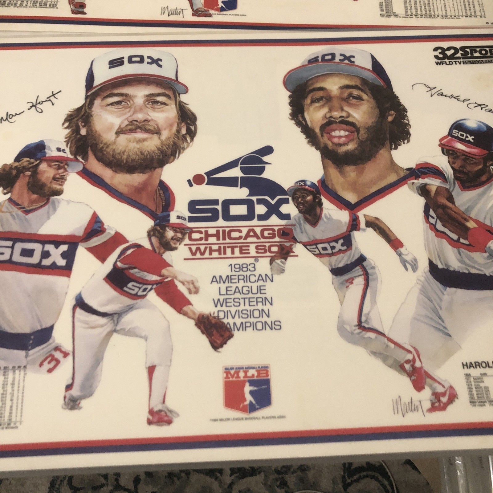 Vintage 1983 Signed (facsimile) Chicago White Sox Pizza Hut placemats. Lot Of 4