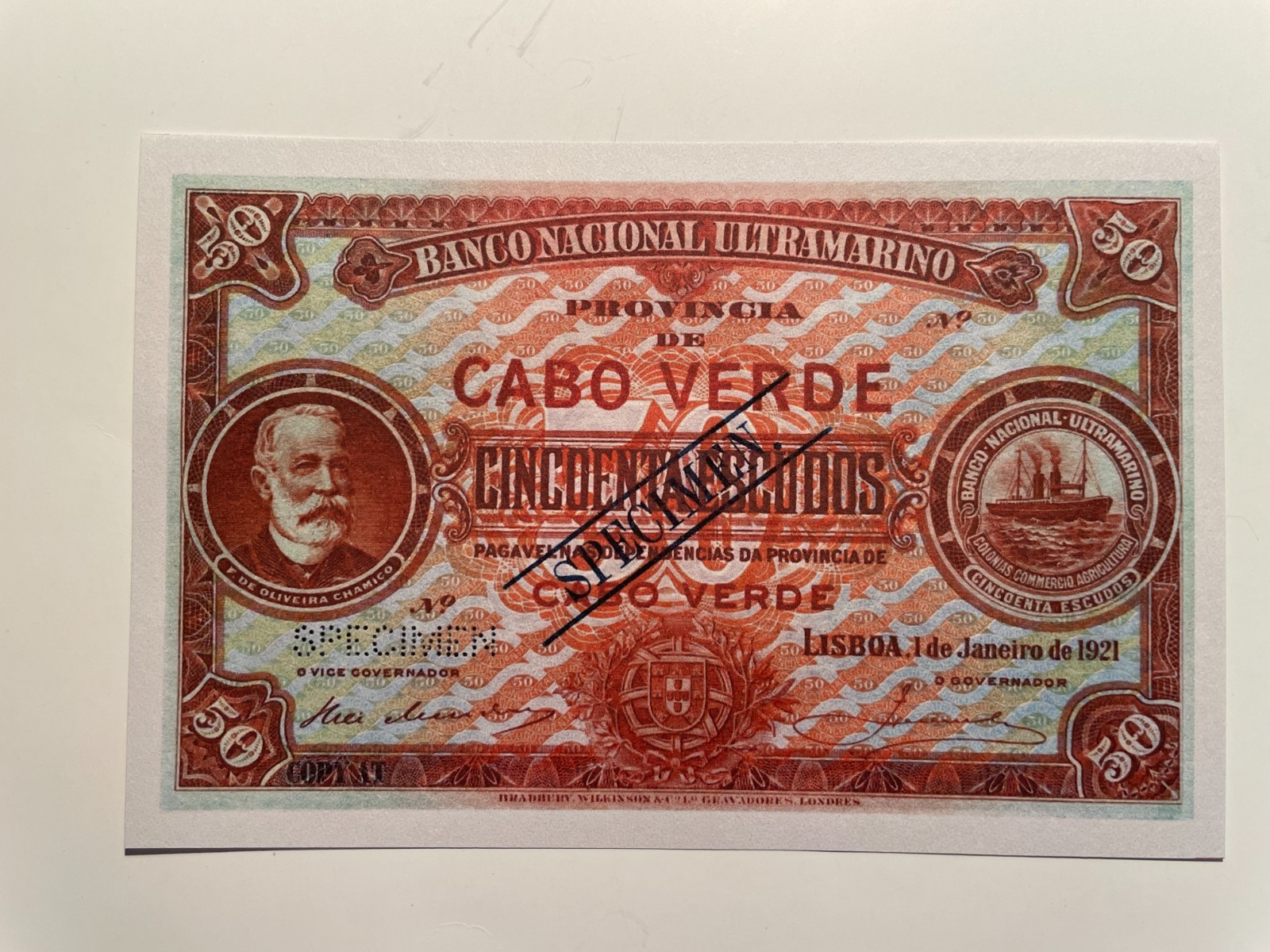 Cape Verde, Cabo Verde 50 Escudos 1921 Banknote Reproduction
