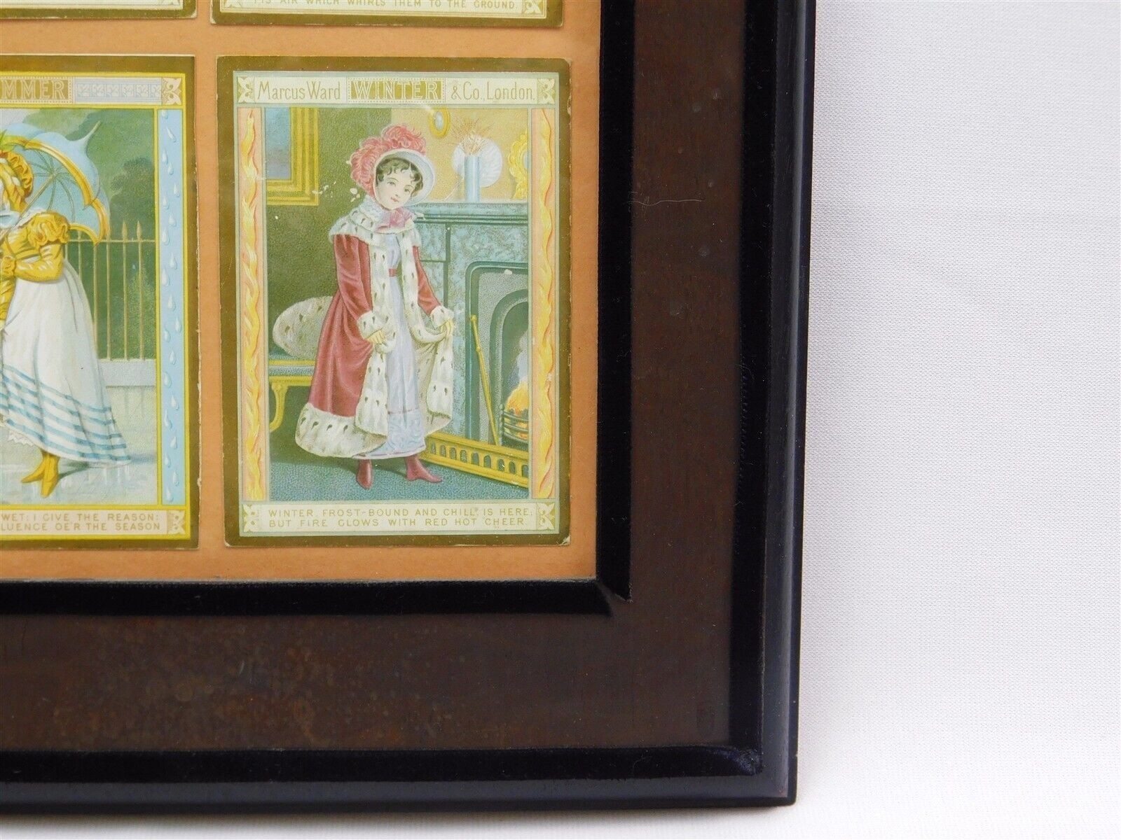 Marcus Ward 1880s Calendar Of The Seasons Victorian Trade Cards Framed