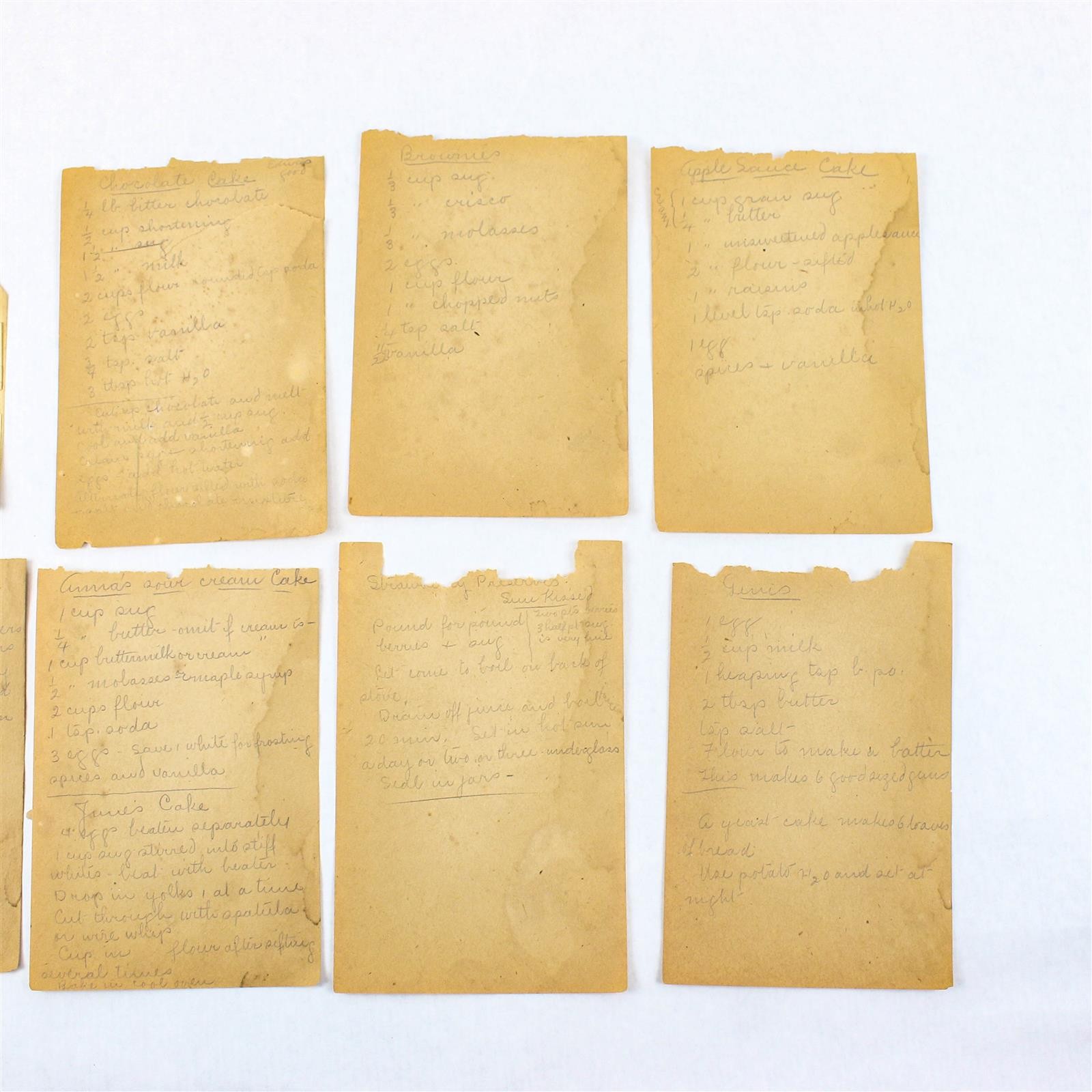 Lot Of 8 Vintage Handwritten Dessert Recipes Cake Breads Brownies