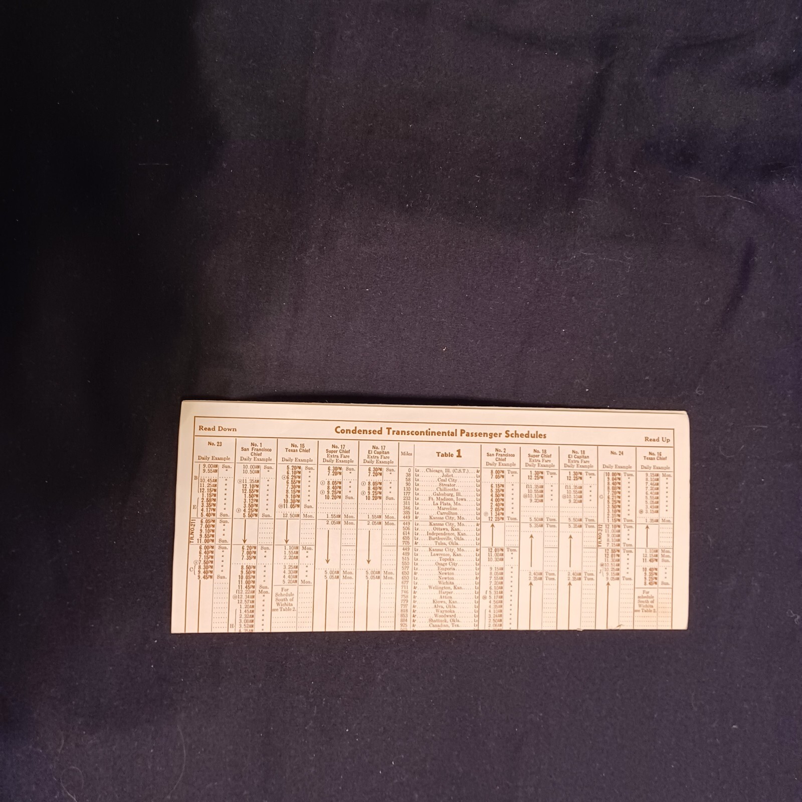 = SANTA FE TRAIN LINE TIME TABLE SCHEDULE JUNE 15 1968 PAPER PAMPHLET