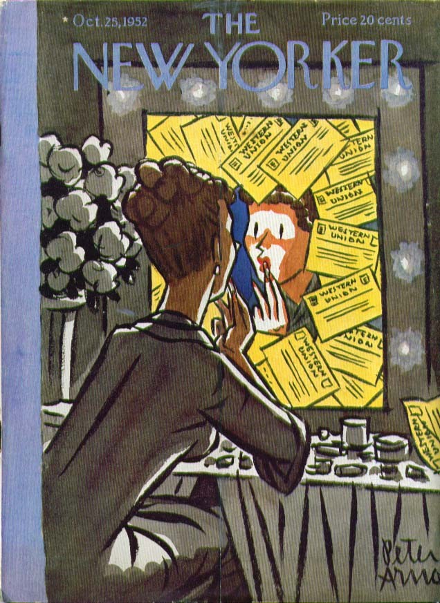 New Yorker cover Arno makeup & telegrams 10/25 1952