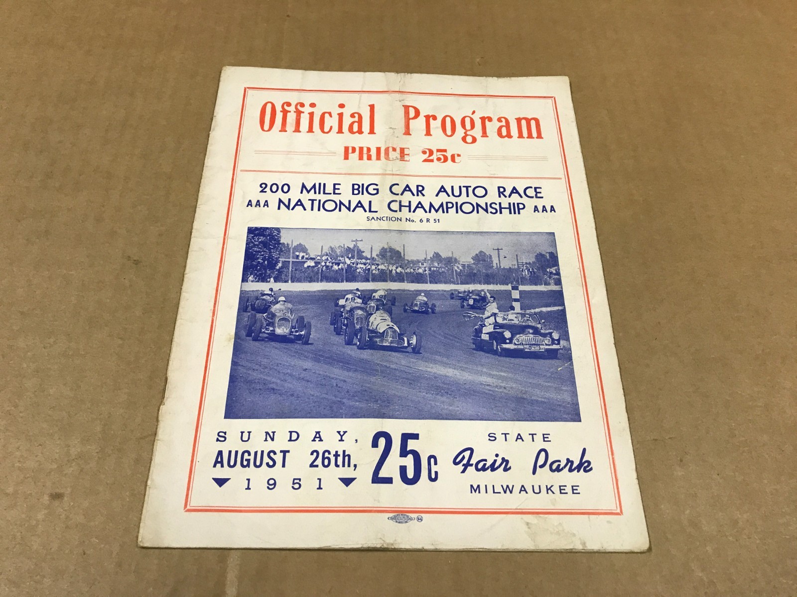 Vintage 200 Mile Big Car Auto Race Official Program – August 26, 1951
