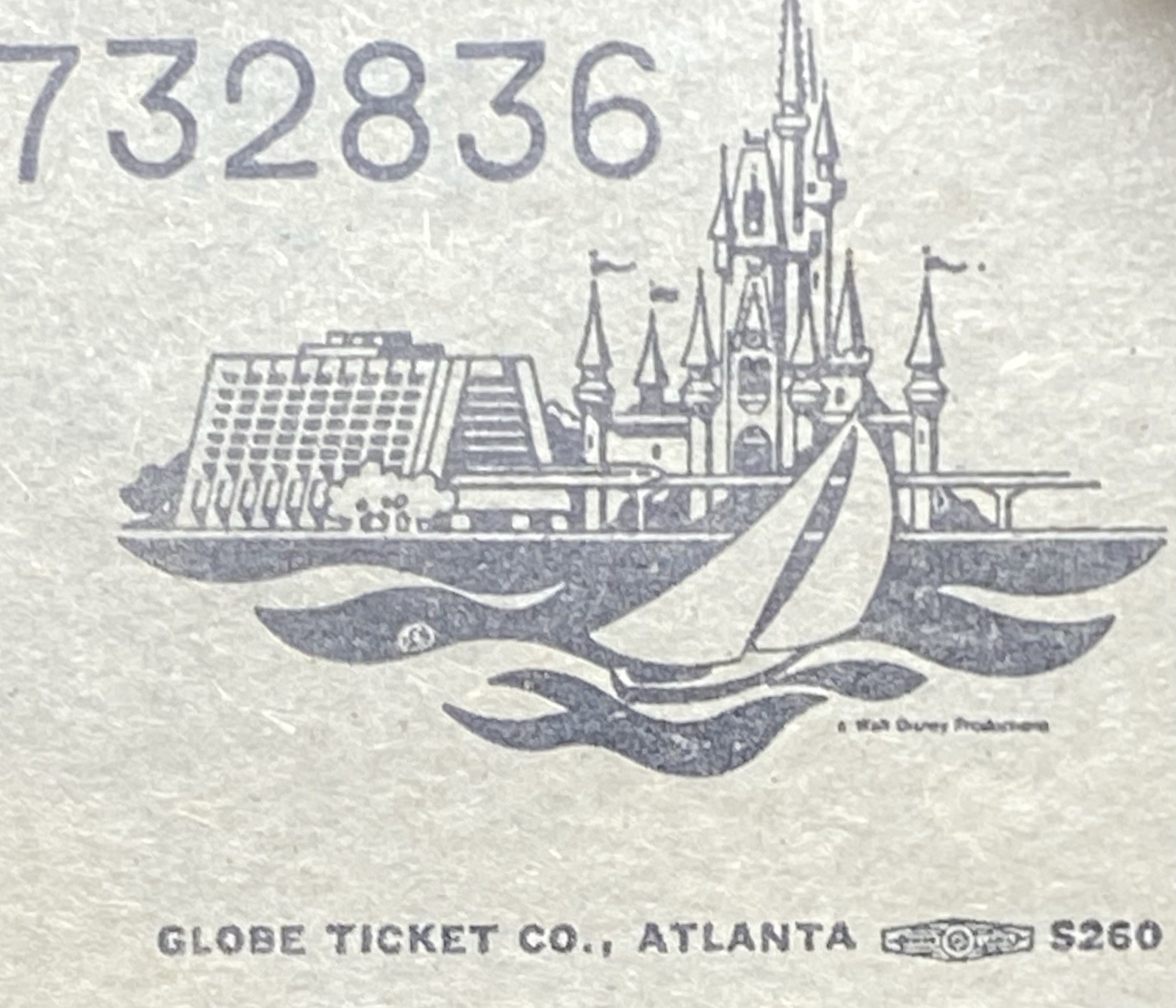 Walt Disney World Parking Ticket Magic Kingdom Map Globe Ticket Co June 22, 1976