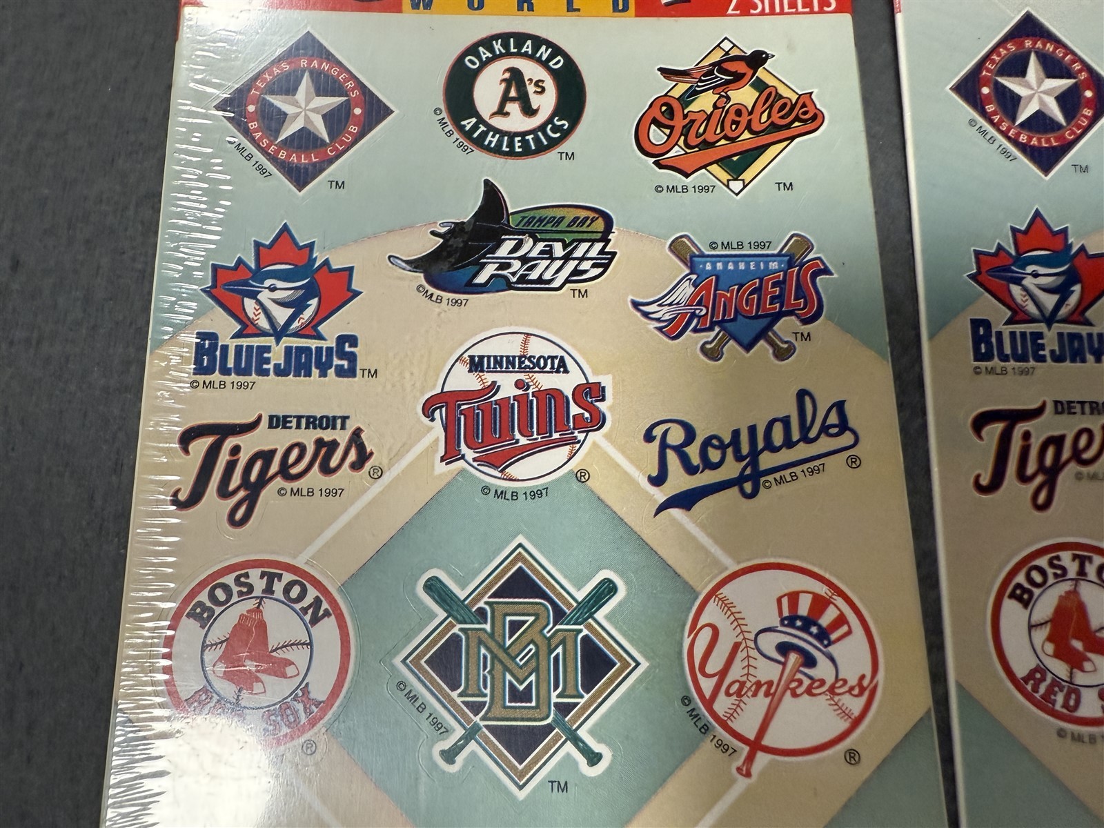 #4 VINTAGE FORGET ME NOT AMERICAN GREETINGS BASEBALL TEAM MLB STICKERS 2 PACKS
