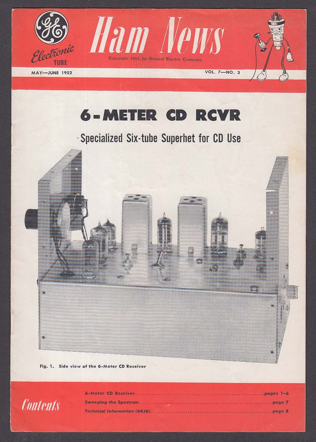 General Electric HAM NEWS Vol 7 #3 6-Meter CD Receiver + 5-6 1952