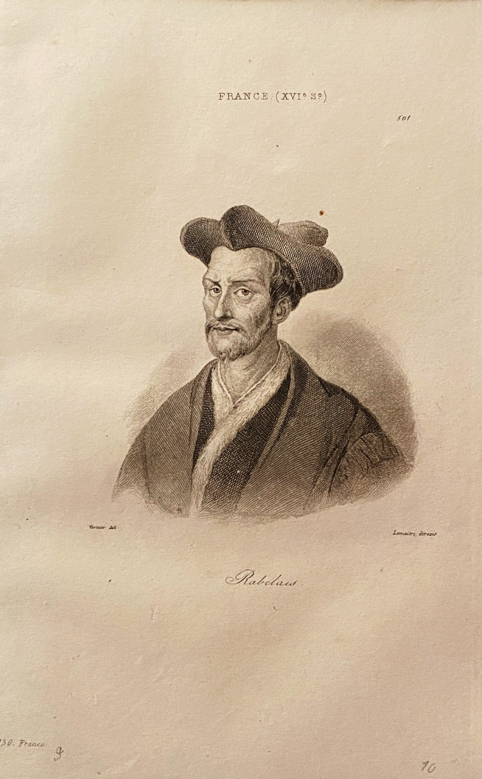 Engraving France 16th Century “Rabelais”