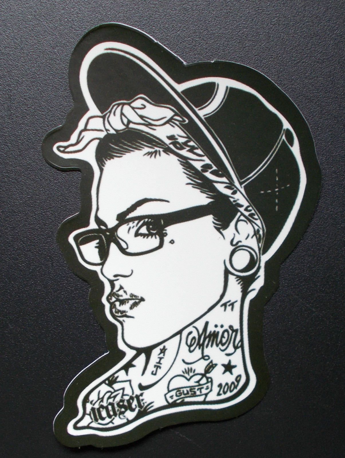Sticker Decal Matte Look “Skater Girl – Tattoo Girl” Stickerbomb, Notebook