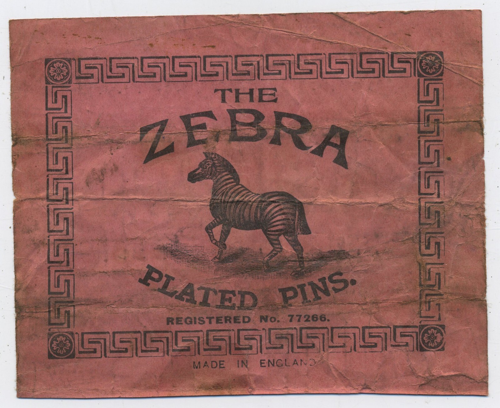 The Zebra Plated Pins 19th Century Advertising Label C43