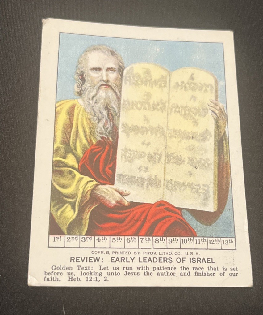 Antique 1926 Early Leaders Of Israel Bible Lesson Card Providence Lithograph Co