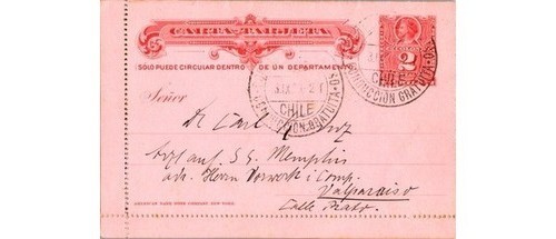 Chile 1921 Postcard-Gratis Marking-S.S. Memphis-Valparaíso-Amer. Bank Note