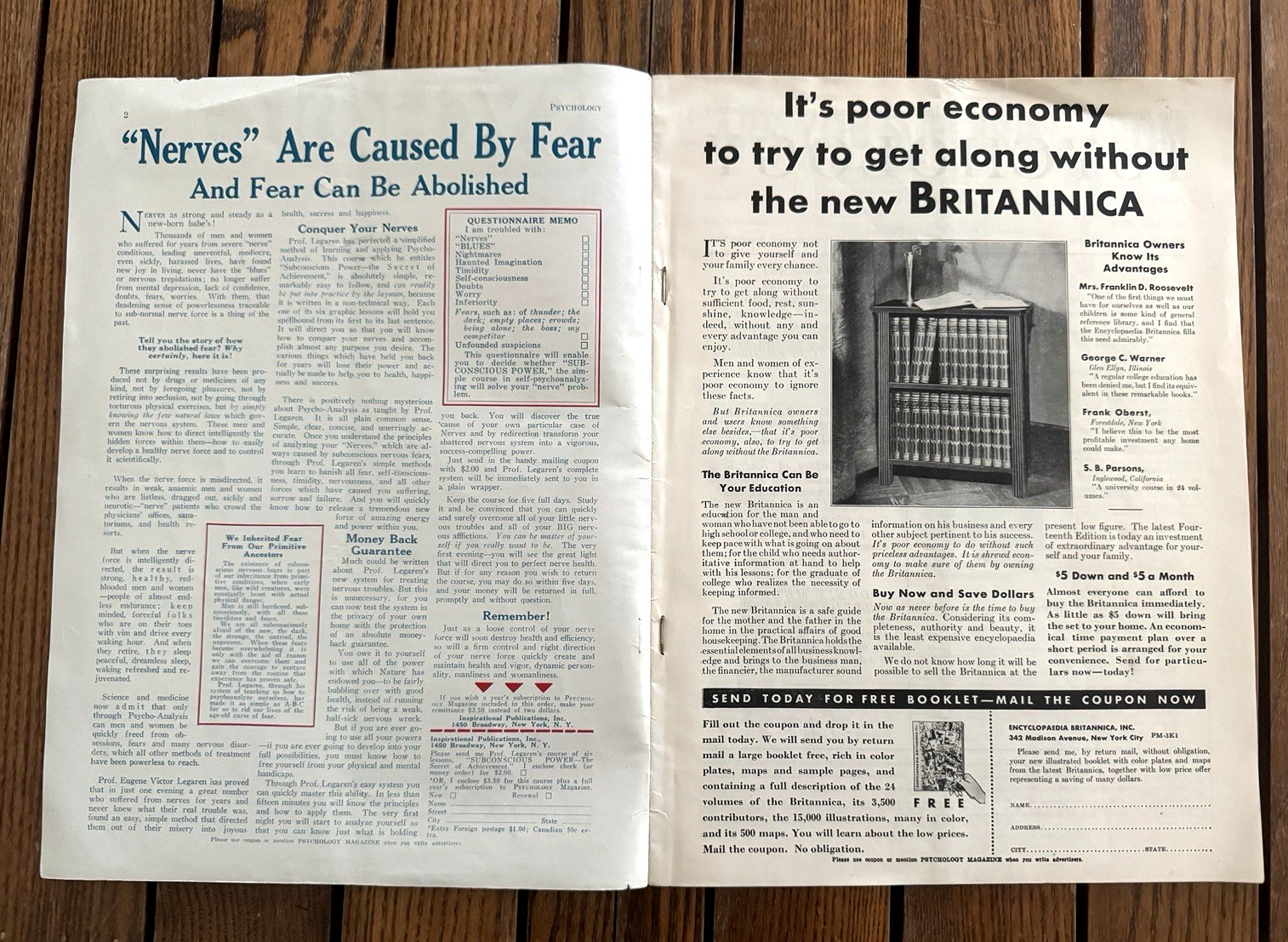 VINTAGE ‘PSYCHOLOGY’ MAGAZINE JANUARY 1933 EDITION + GREAT ILLUSTRATIONS!