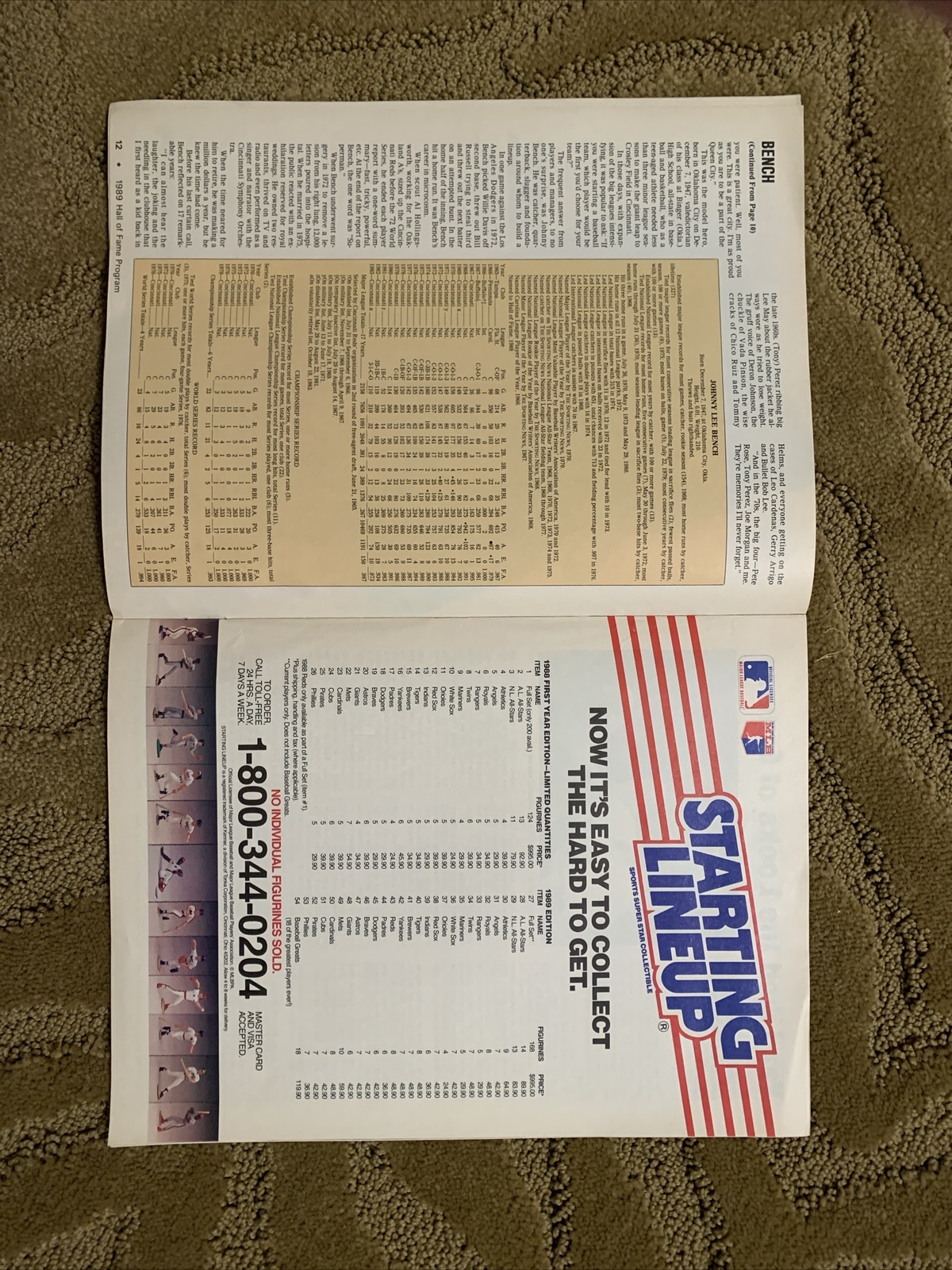 MLB Hall of Fame 50th Annual Program 1989 Yaz Bench Schoendienst Barlick