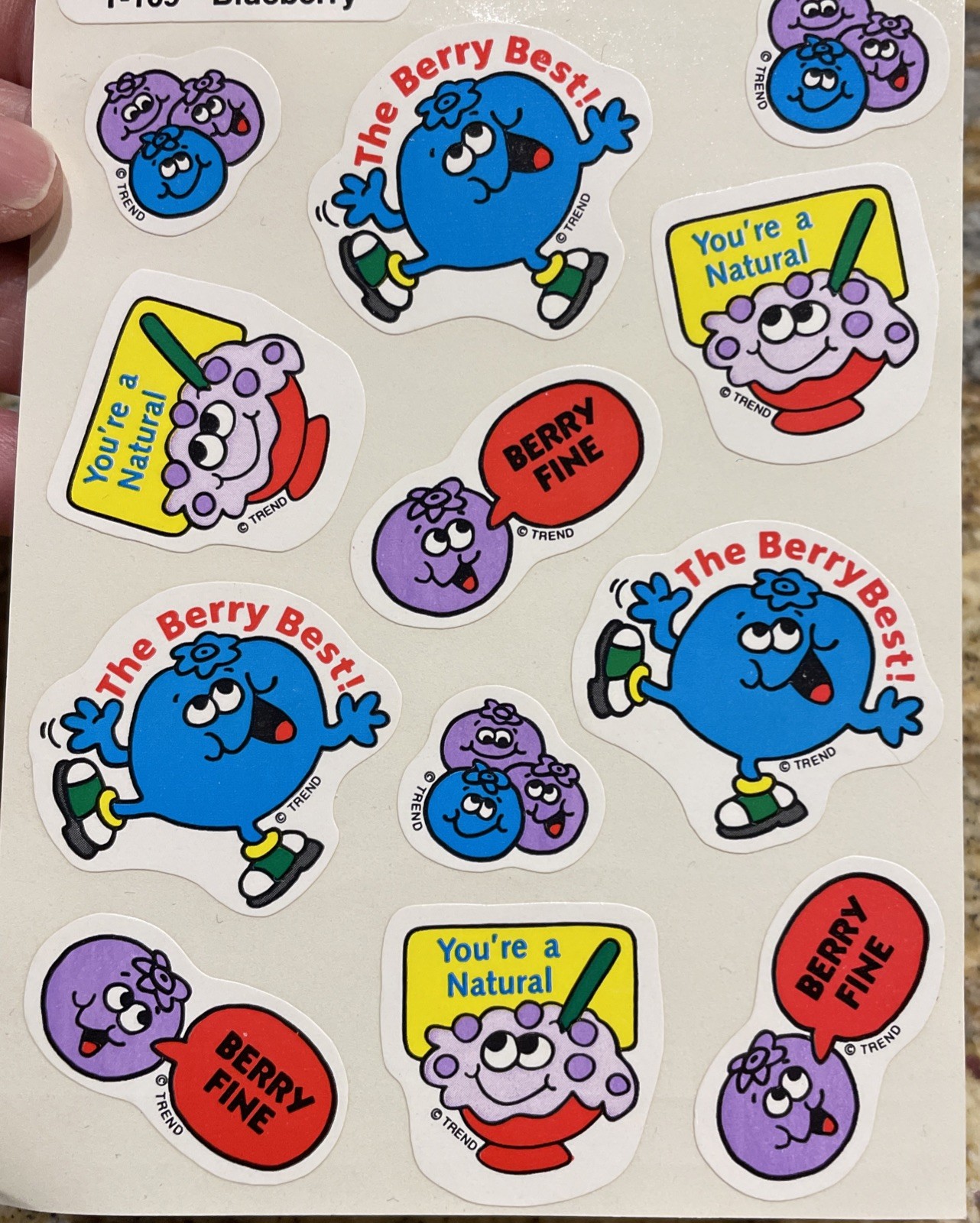 NEW Vintage TREND T-169 Scratch & Sniff Sticker FULL Sheet BLUEBERRY Scent RARE