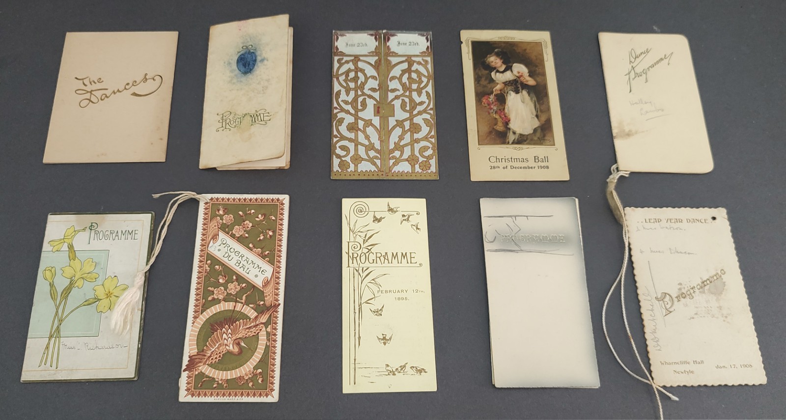 Lot of 10 Victorian Edwardian Dance Cards antique Leap Year Wharncliffe Hall