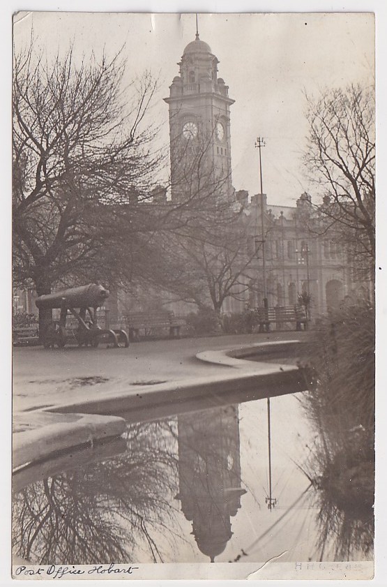TASMANIA c.1910: used R.C. Harvey real photo PPC ‘POST OFFICE HOBART (2918)
