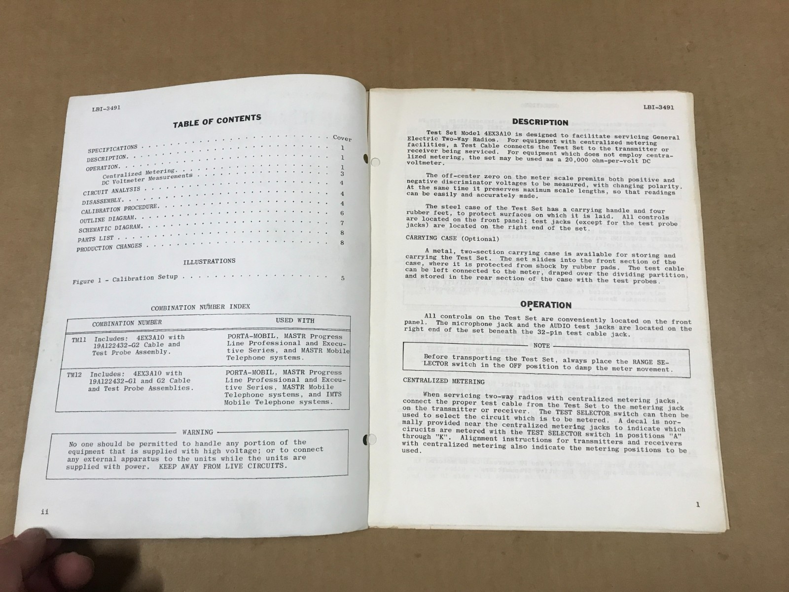 Vintage General Electric Maintenance Manual – Portable Test Set Model #4EX3A10