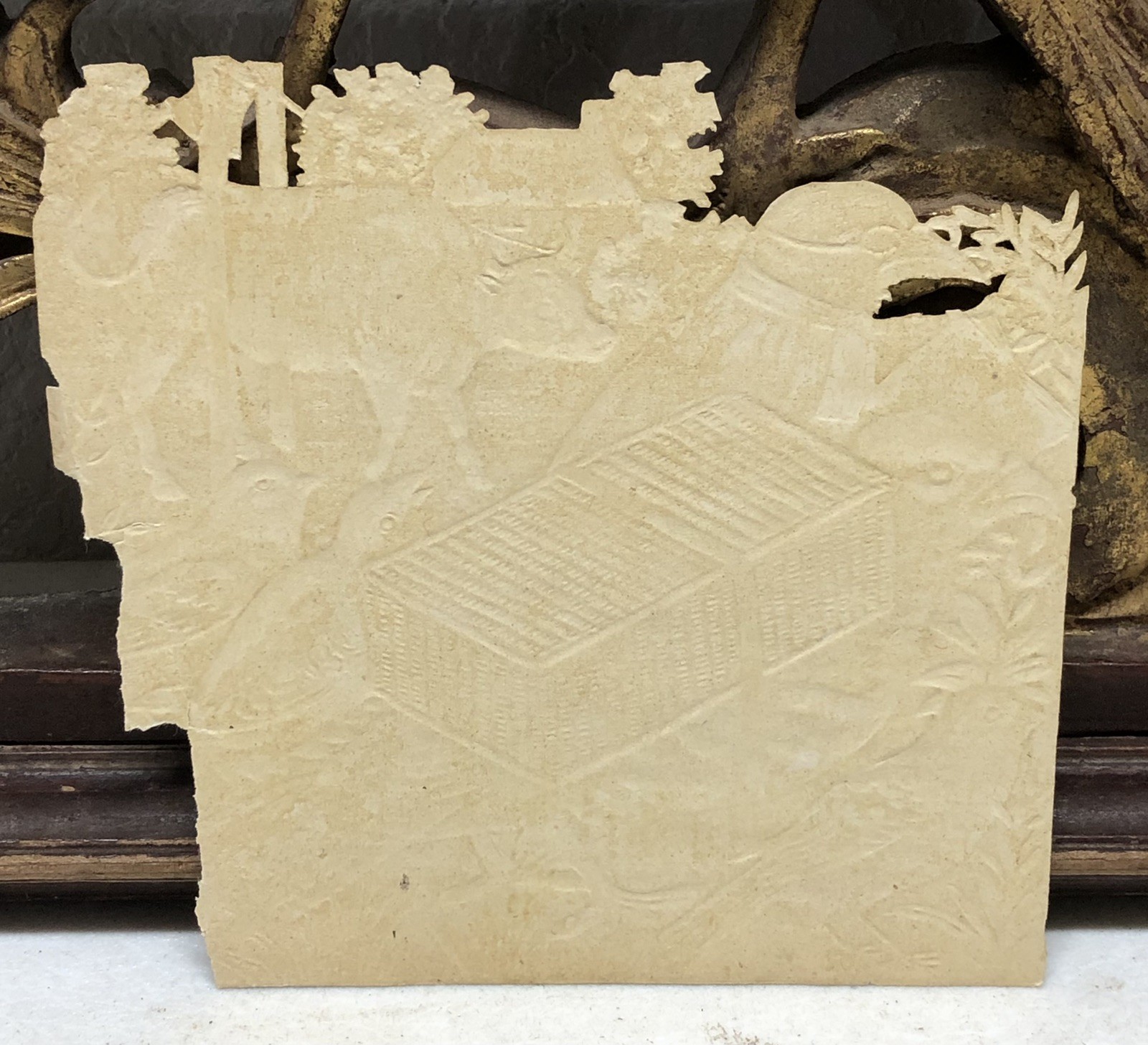 Victorian Die Cut Embossed Scrap Birds Having A Funeral Service w Prayer Book L8