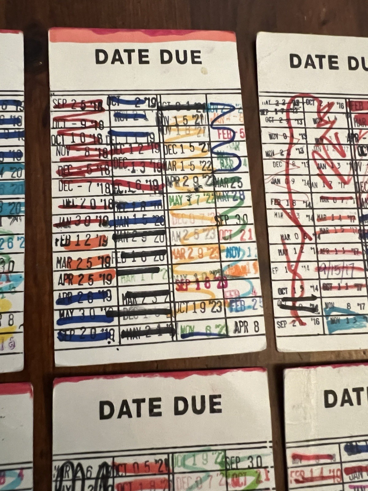 6 Book Checkout Date Due Library Cards With Date Stamps Ephemera Bookmark Craft