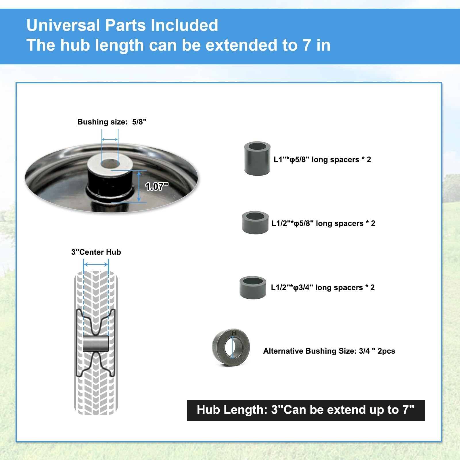 2-Pack of 4.80/4.00-8″Wheels,16″ Pnuematic Tires,Steel Rim and 5/8″or 3/4″ Ax…