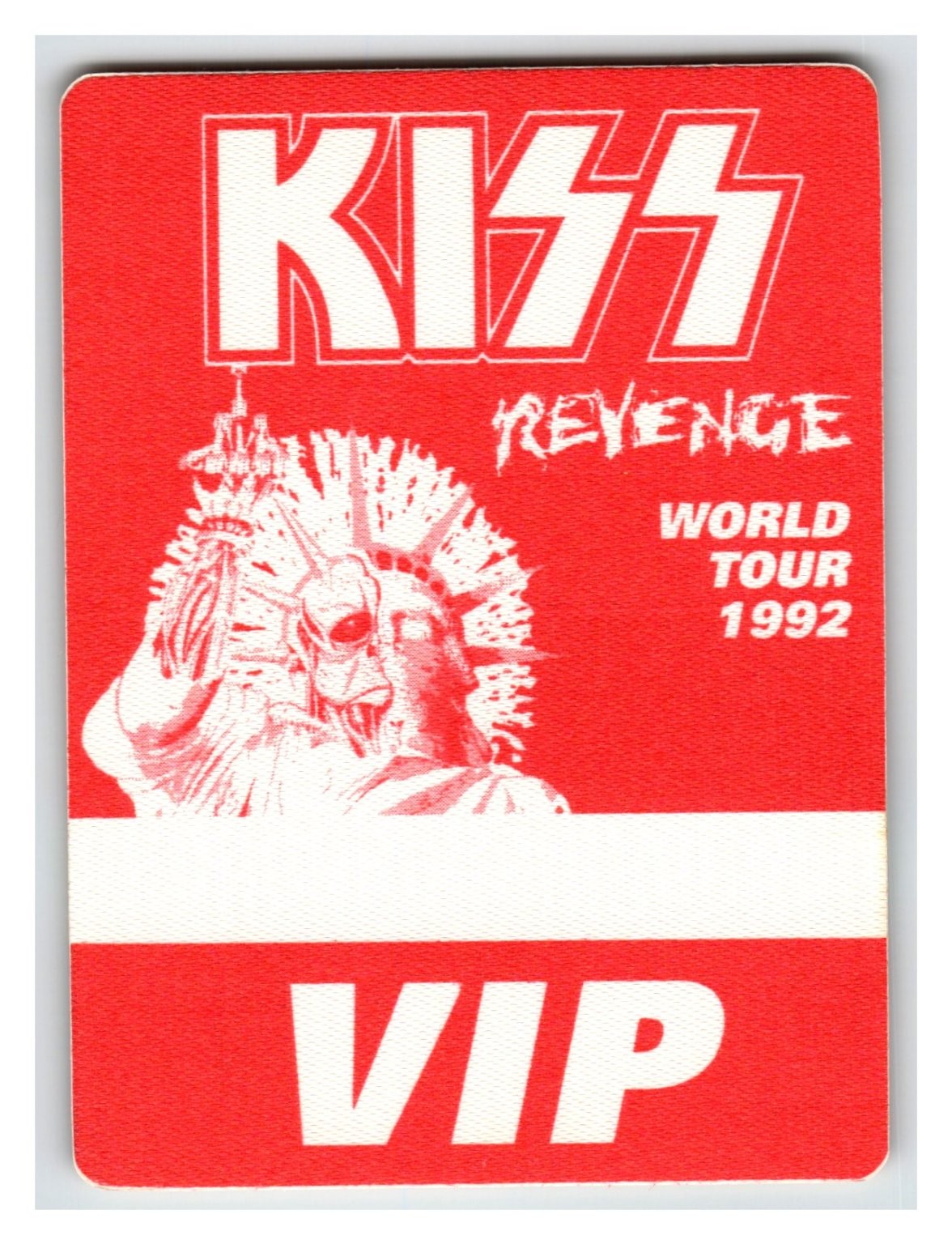 KISS Revenge World Tour 1992 VIP Pass Red Concert Laminate Collectible