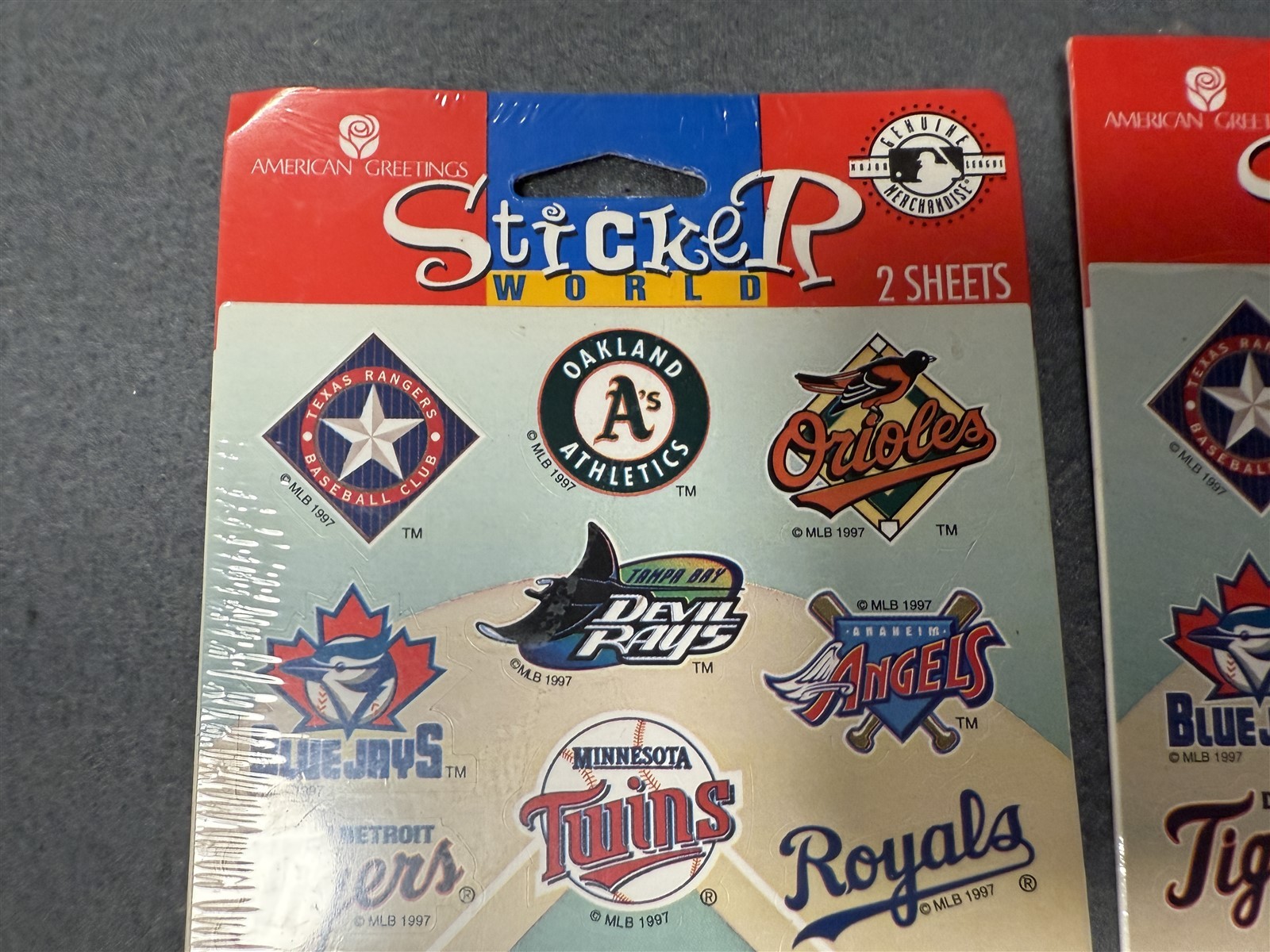 #4 VINTAGE FORGET ME NOT AMERICAN GREETINGS BASEBALL TEAM MLB STICKERS 2 PACKS