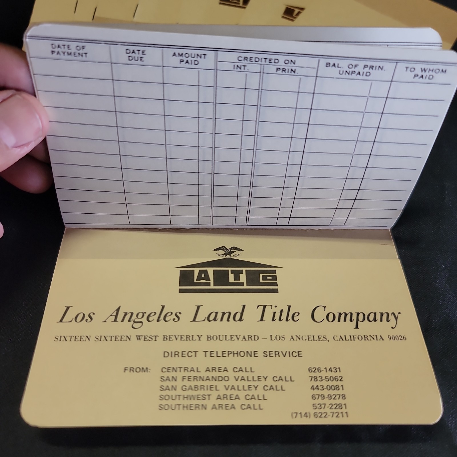 Vintage c1980s Los Angeles Land Title Company Payment Register Unused VTG