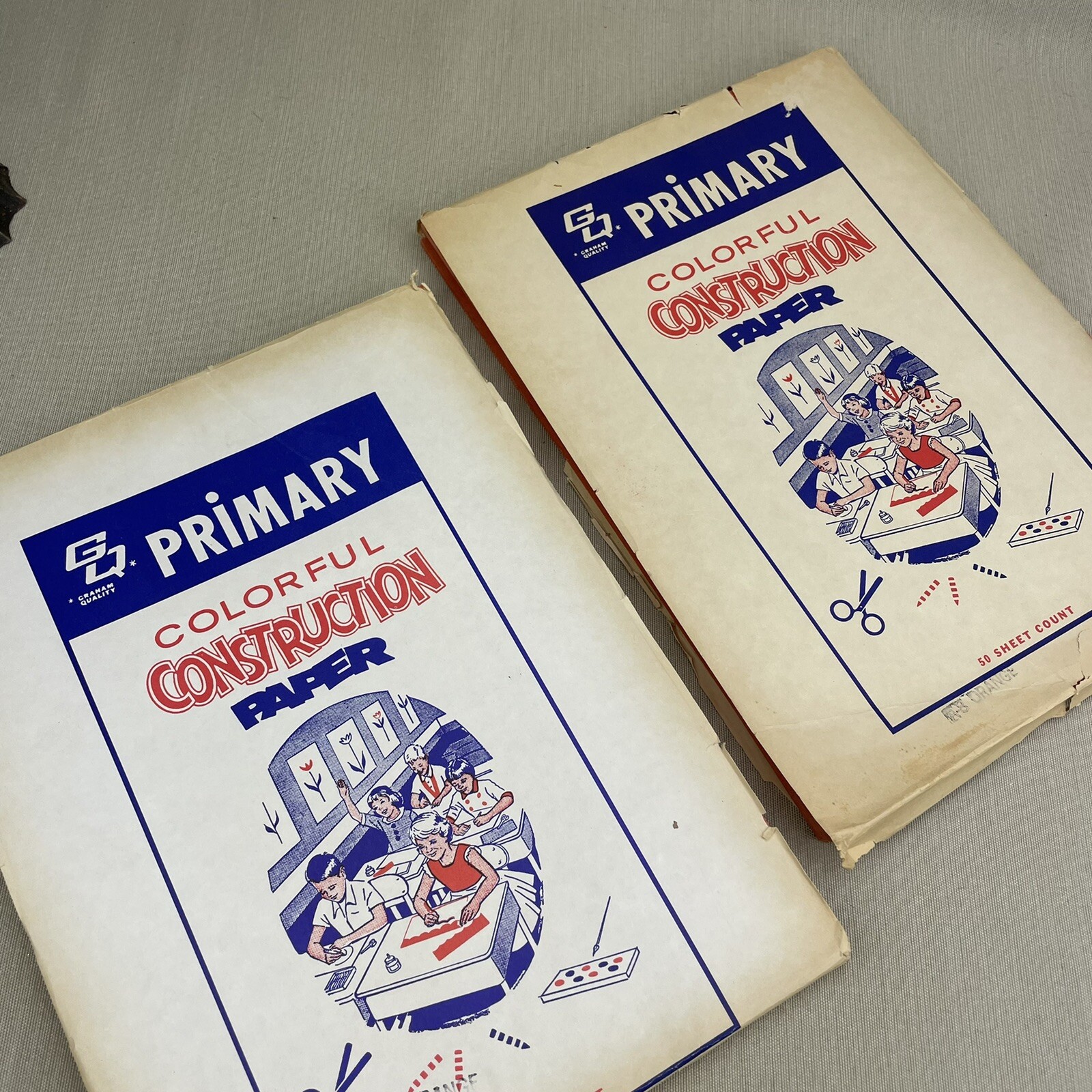 2 Packages Primary Vintage Construction Paper ~A-8 Orange~ Graham Quality