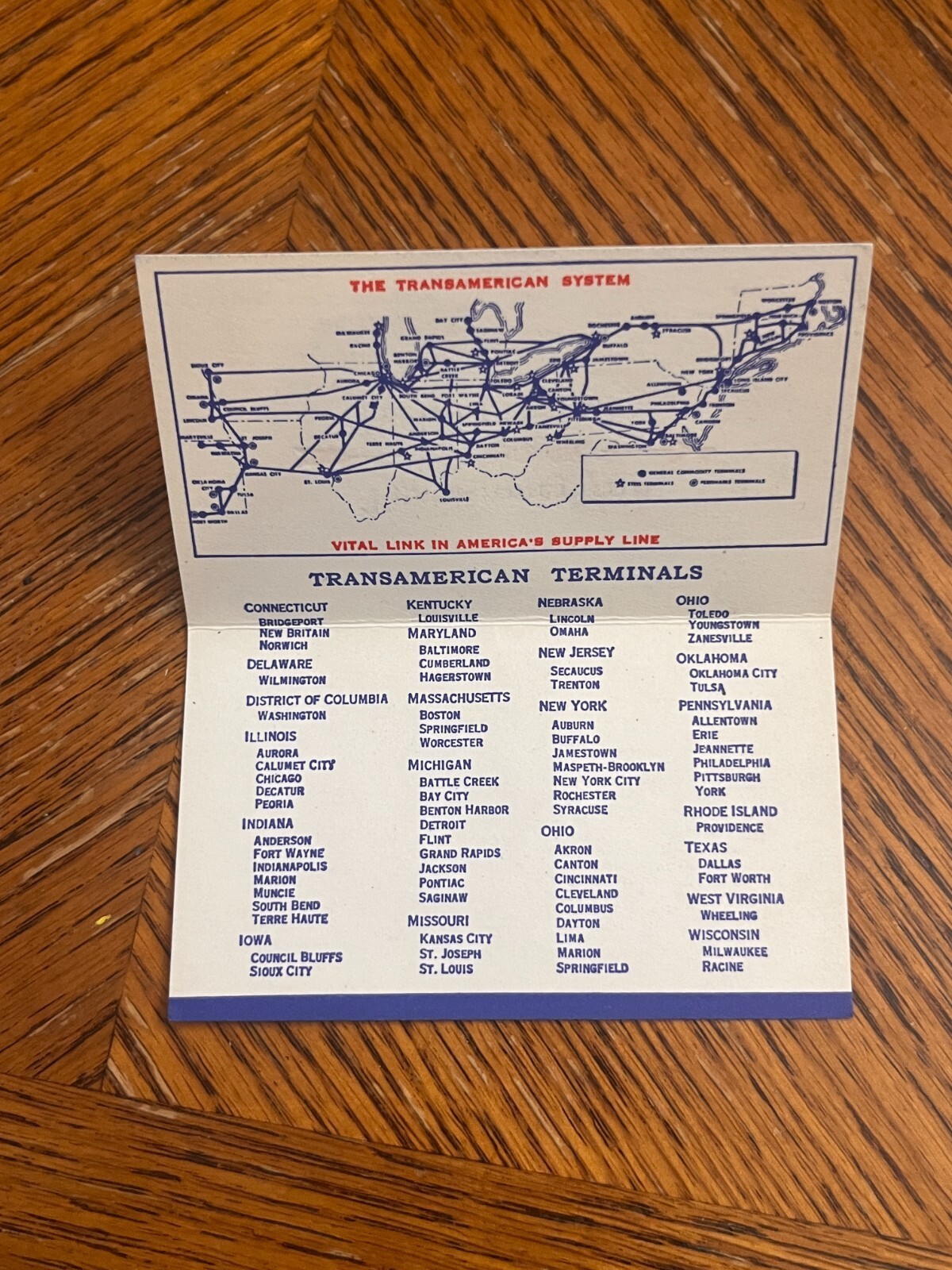 Transamerican Freight Lines Business Card Elgin Waite Newark OH 1960s