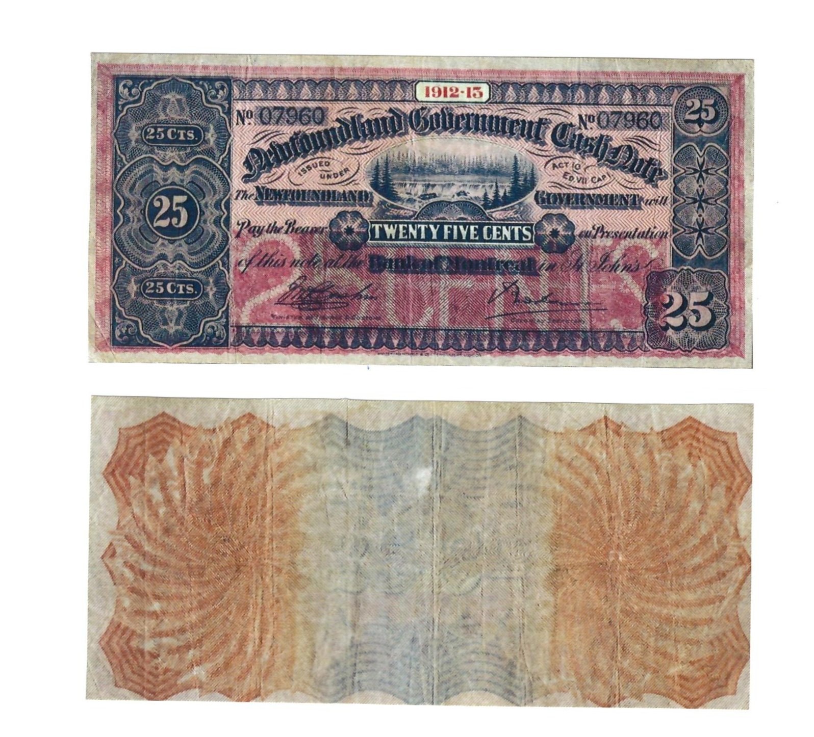 u Reproduction Note Newfoundland 25 cents 1910 Pick #A9 802